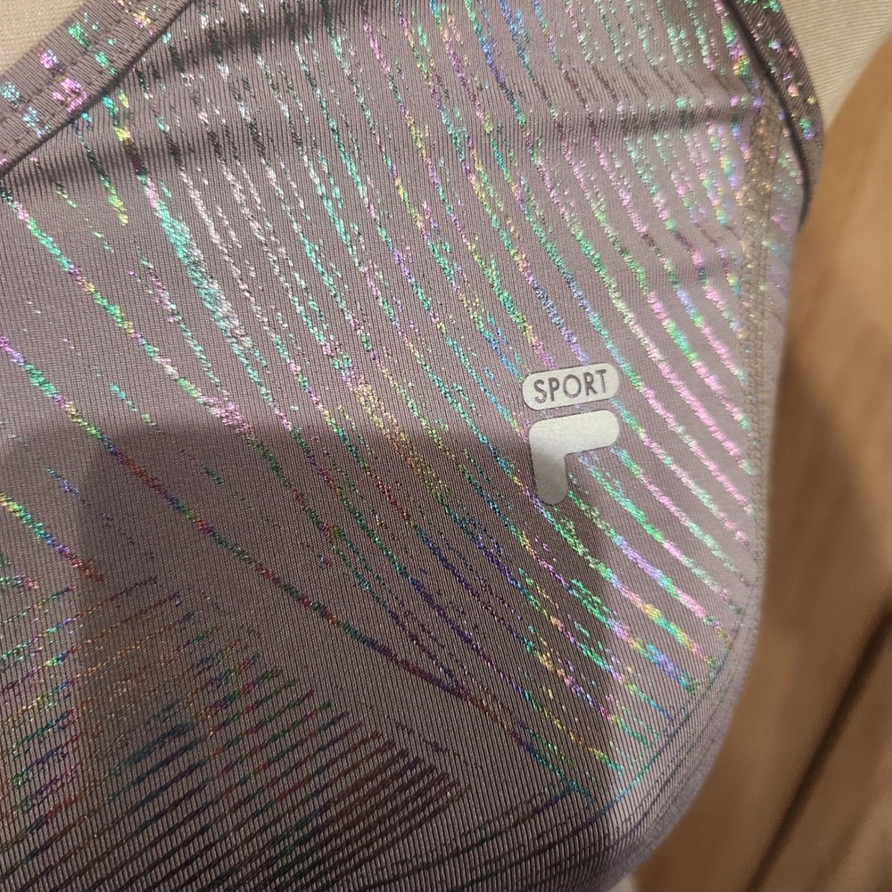 Fila Sport Womens XS Purple Holographic Iridescent Racerback Tank Top Activewear - Picture 3 of 5